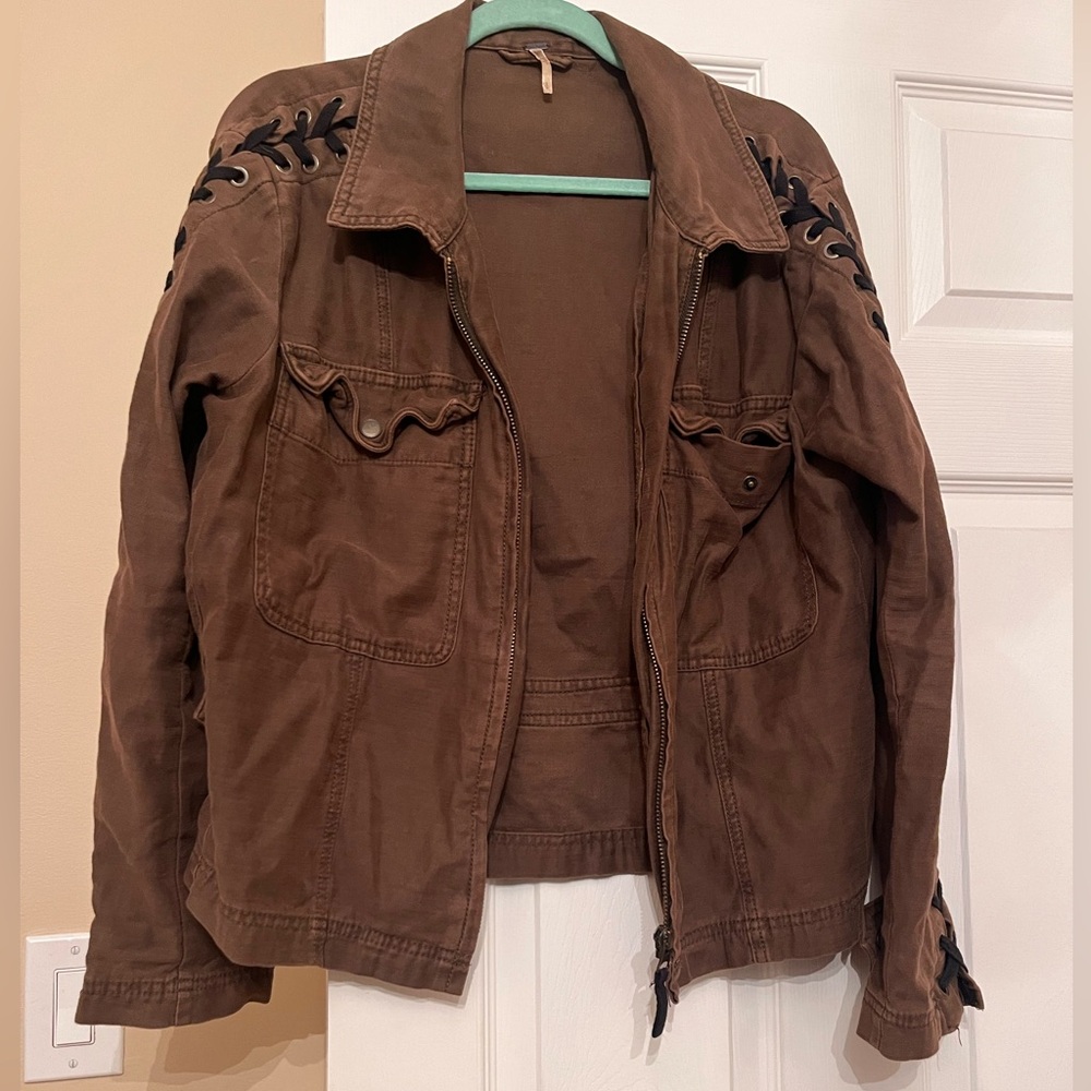 Brown Jacket with Black Embroidery